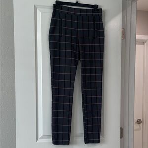 Calvin Klein Women’s Gray Plaid Stretch Pull on Pants with Red Accents SZ 10